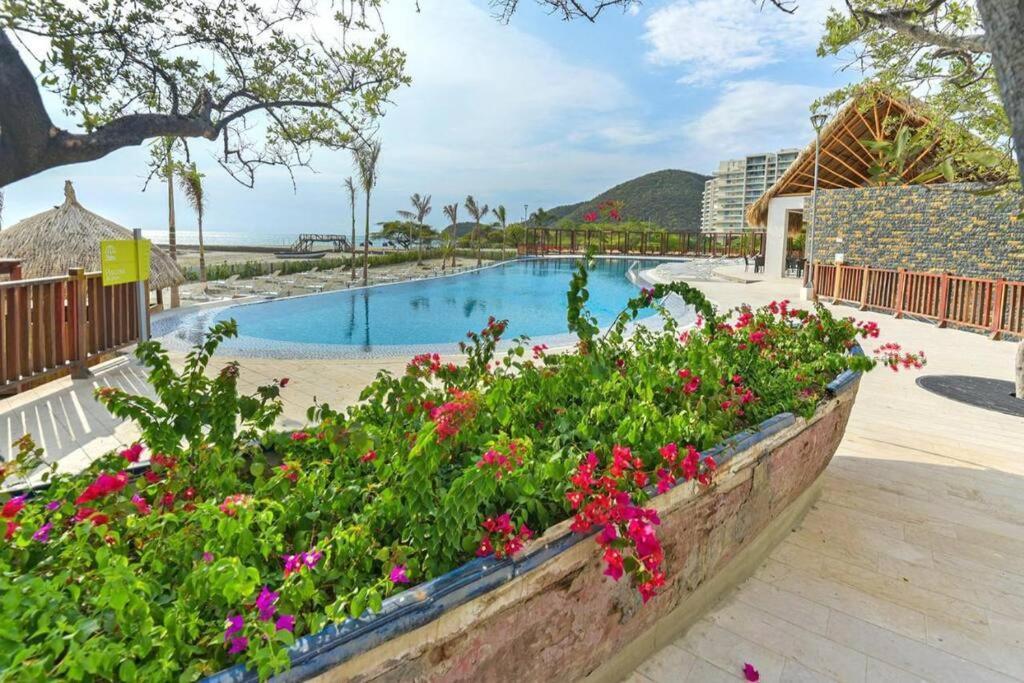 Apartamento en piso 20 con vista espectacular al mar, Sierra Nevada y Jardín privado en Santa Marta Exterior foto