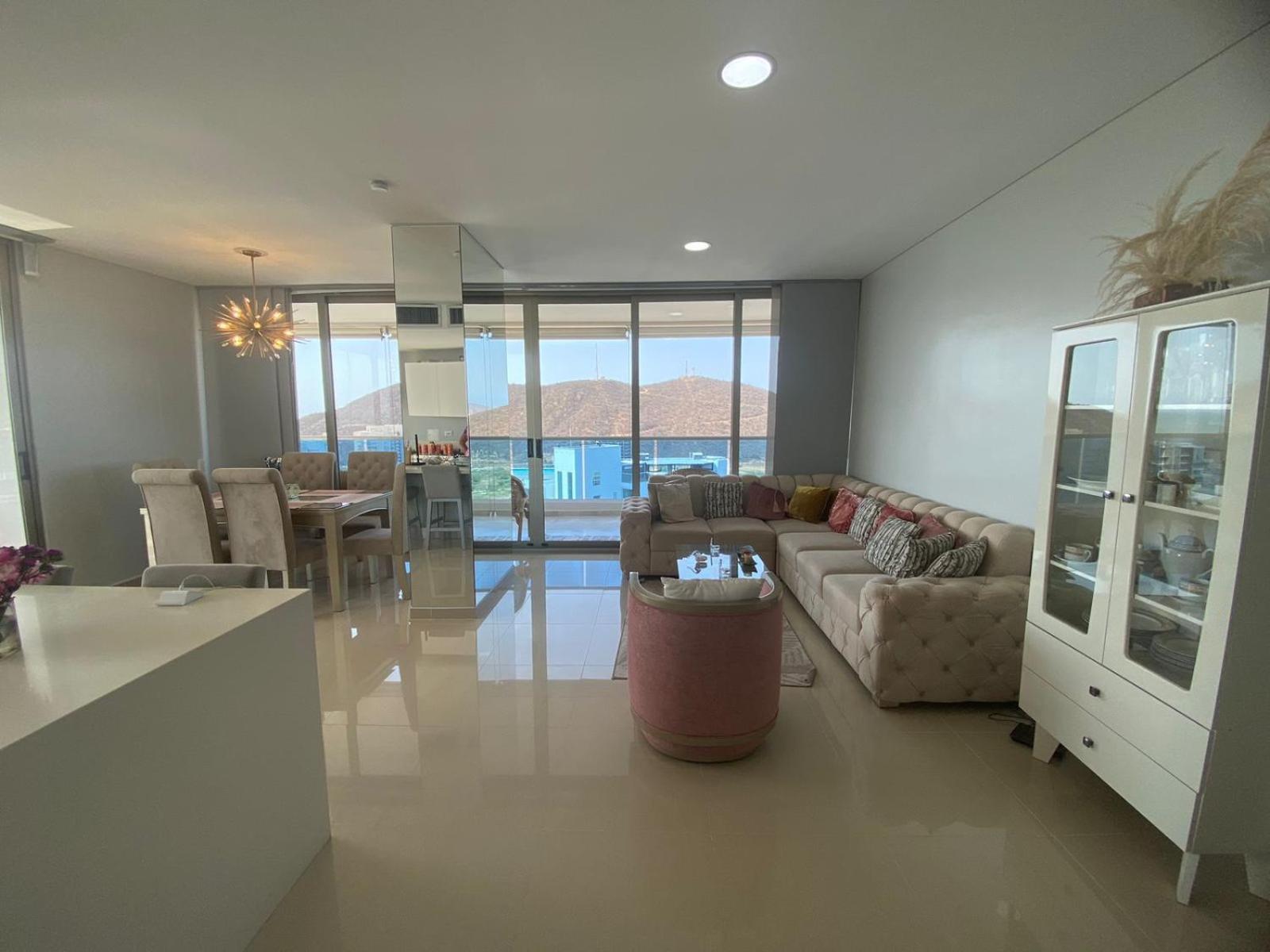 Apartamento en piso 20 con vista espectacular al mar, Sierra Nevada y Jardín privado en Santa Marta Exterior foto